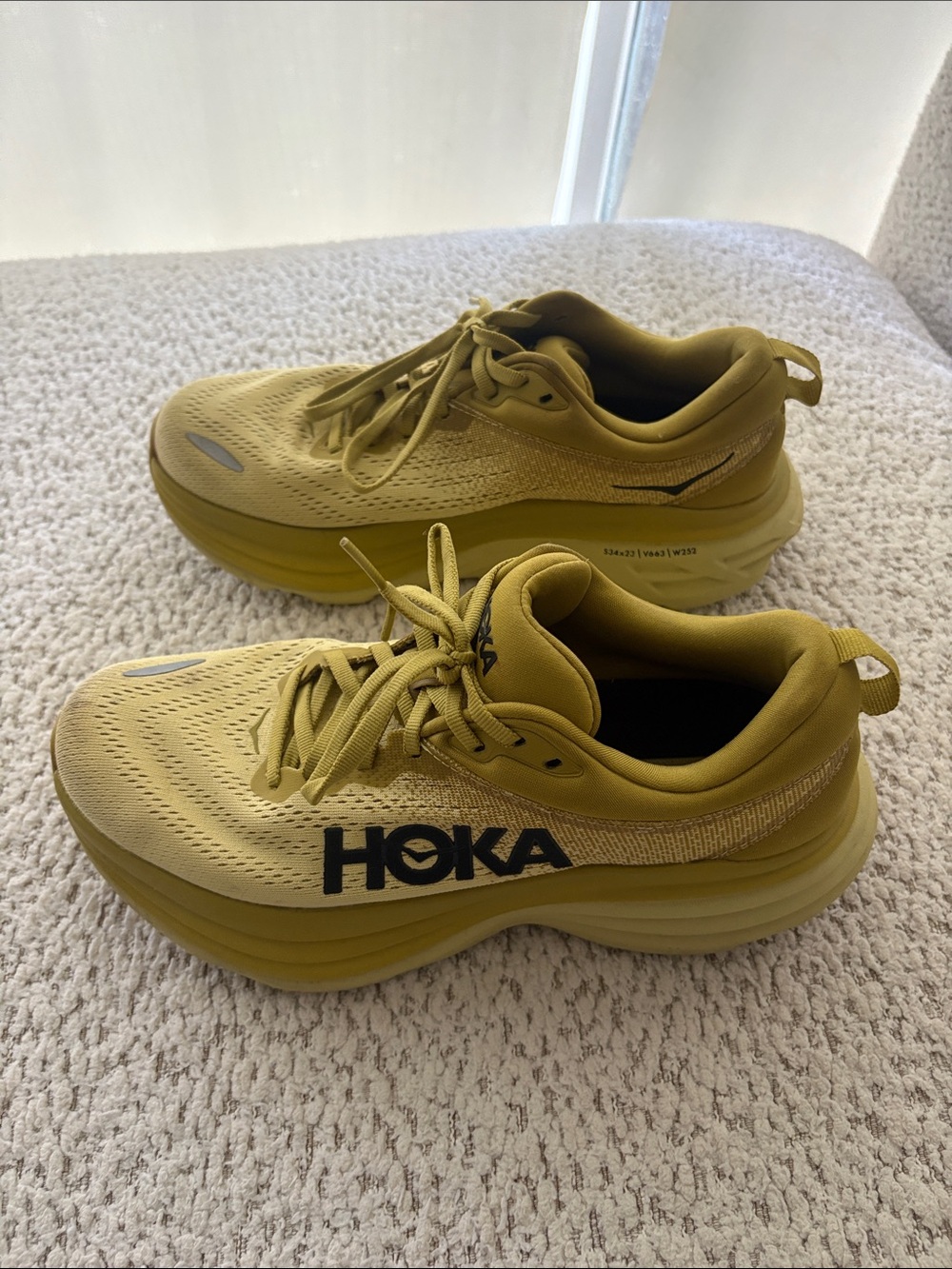 Hoka Bondi 8 in Golden Lichen/Celery Root Running Sneakers - Picture 2 of 6